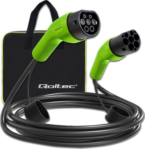 Kabel do ladowania samochodow Qoltec Typ 2, 400V, 22kW, 32A, 5m