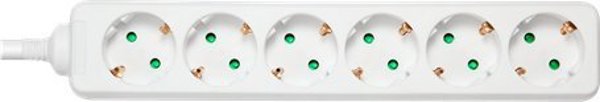 Kabel Zasilajacy Deltaco Izemintas Ilgiklis DELTACO 6x CEE 7/3, 1x CEE 7/7, Su Apsauga Nuo Vaiku, 3m Bialy GT-0601