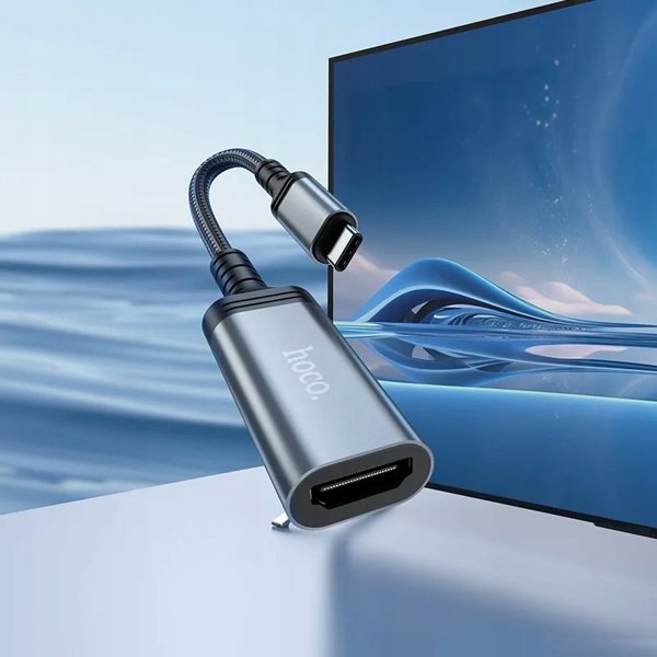Καλώδιο Μετατροπής USB C σε HDMI Θηλυκό Hoco 4K 30Hz 0,2 m UA43A Steel Grey