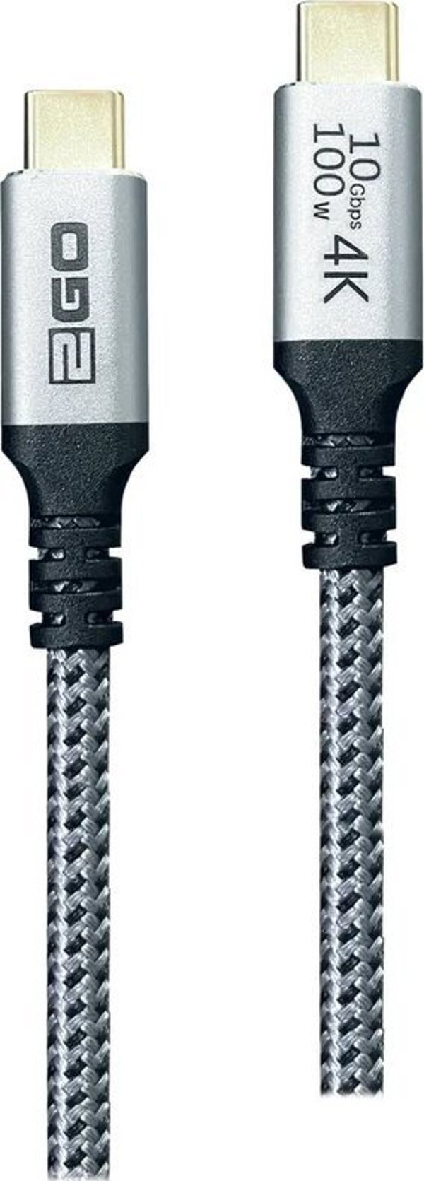 Kabel USB 2GO USB-C - USB-C 1.2 m Srebrny (797512)