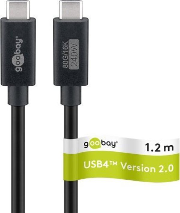 Καλώδιο USB Goobay USB-C - USB-C 1.2 m Μαύρο