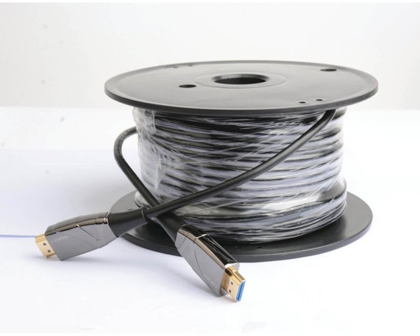 Kabel Eaton Eaton Tripp Lite Series 4K HDMI Fiber Active Optical Cable (AOC) - 4K 60 Hz, HDR, 4:4:4 (M/M), 30 m (98 ft.) - HDMI-Kabel - HDMI mannlich zu HDMI mannlich - 30 m - Glasfaser - Schwarz - aktiv