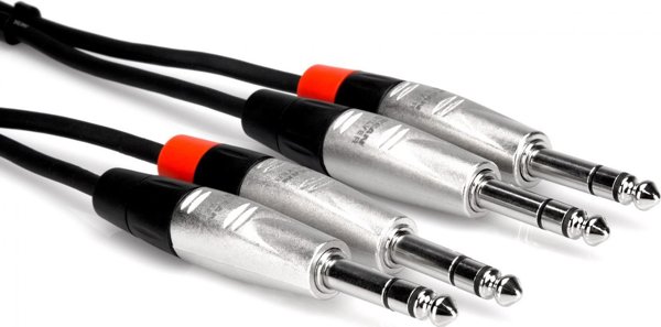 Hosa HSS-010X2 Καλώδιο Ήχου Jack 6.3mm Stereo σε Jack 6.3mm Stereo 3m Ασημί