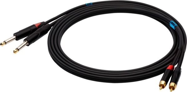 Kabel SSQ Jack 6.3 mm x2 - RCA (Cinch) x2 3m czarny (SS-1429)