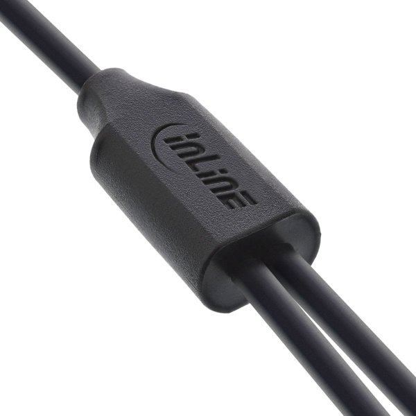 Καλώδιο φόρτισης InLine® USB 2σε1 Y, 1x USB-A βύσμα σε 2x USB-C βύσματα, μαύρο 0,5m