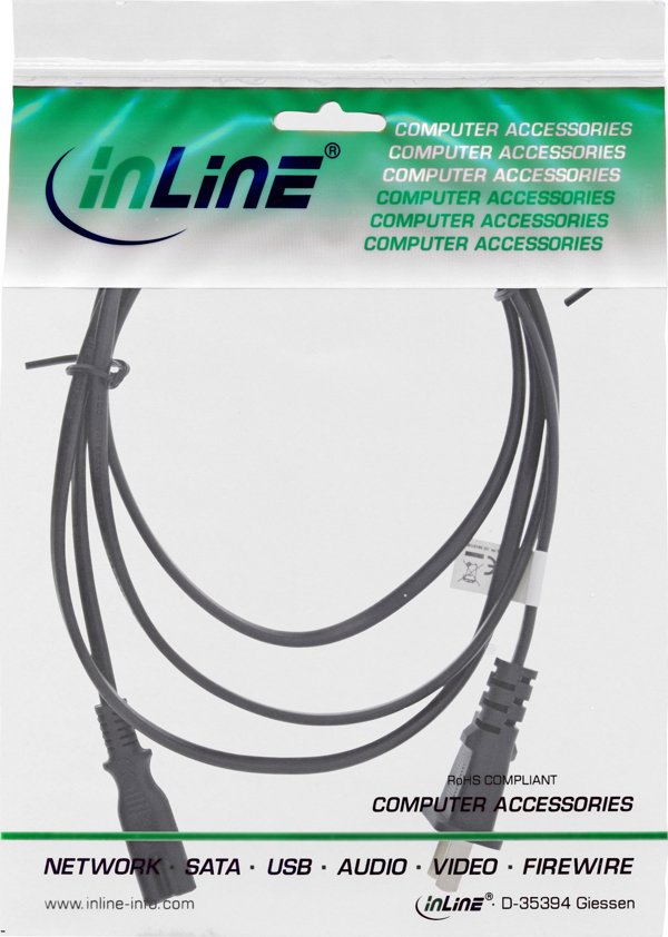 InLine Καλώδιο Τροφοδοσίας IEC C7 (Euro8) σε Κινεζικό Βύσμα, Μαύρο, 1.8m