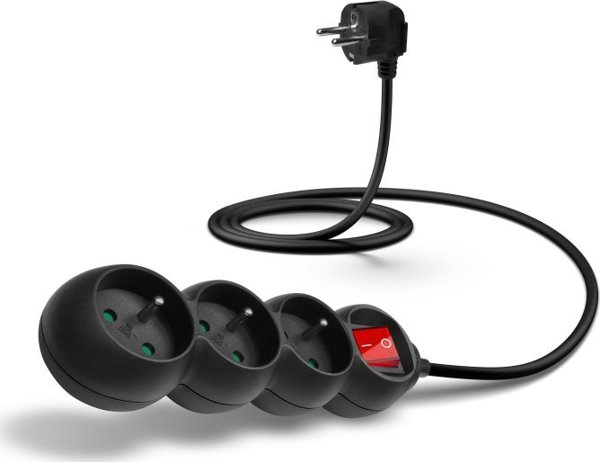 Connect IT καλώδιο τροφοδοσίας προέκταση 230 V, 3 πρίζες, 1,5 μ., με διακόπτη (μαύρο)