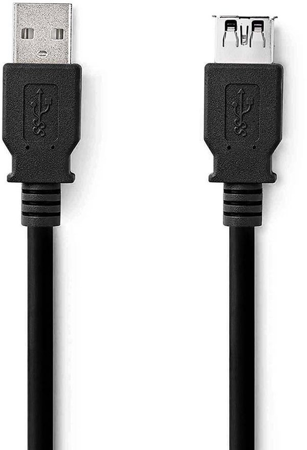 Kabel USB Nedis USB-A - USB-A 2 m Czarny (CCGL61010BK20)