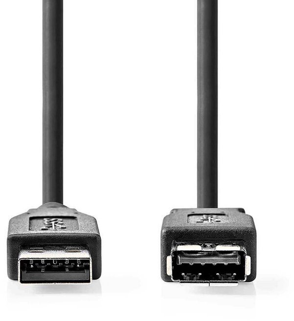 Kabel USB Nedis USB-A - USB-A 2 m Czarny (CCGL61010BK20)