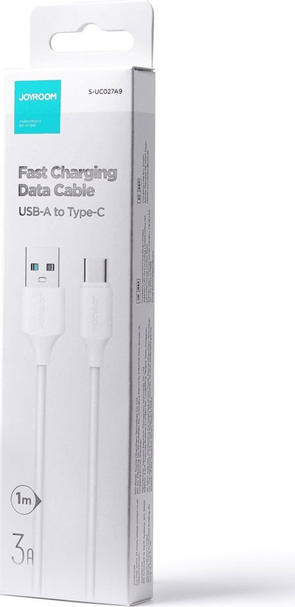 Joyroom Καλώδιο Φόρτισης & Δεδομένων USB-A σε USB-C, 3A, 1m, Λευκό (S-UC027A9)