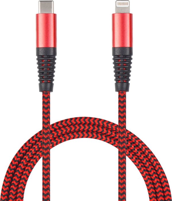 Kabel USB 2GO Lightning - USB-C 1 m Czerwony (797197)