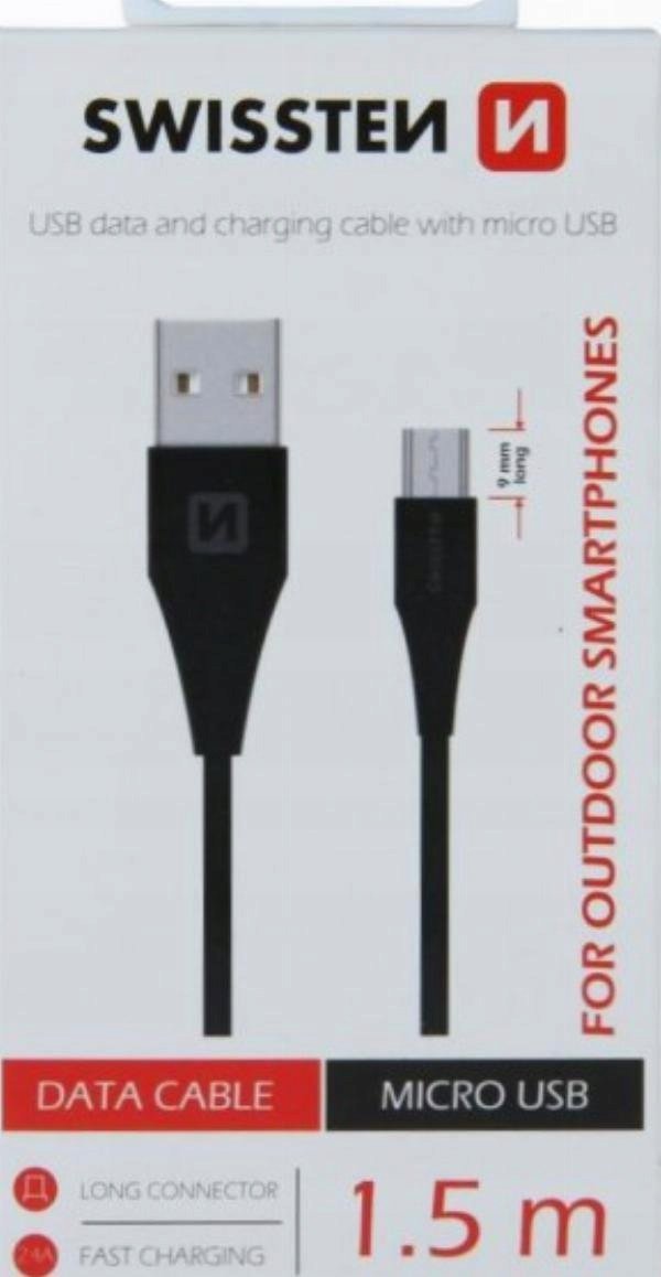 Kabel USB Swissten USB-A - microUSB 1.5 m Czarny (71504303)