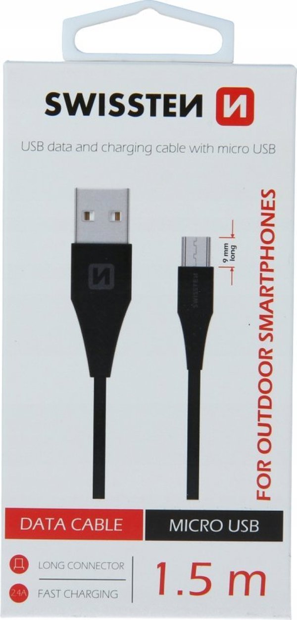 Καλώδιο USB Swissten USB-A σε Micro-USB 1.5m, Μαύρο