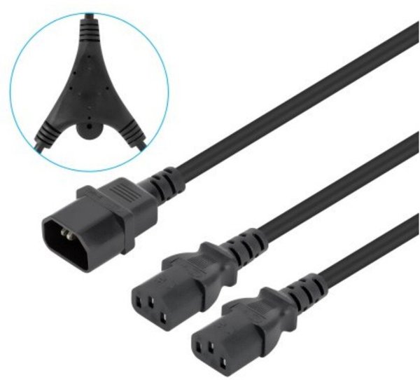 Kabel zasilajacy Manhattan kabel czarny 1,8 m C14 panel 2 x C13
