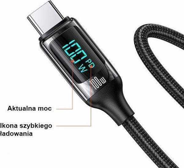 Kabel USB Usams USB-C - USB-C 1.2 m Czarny (6958444975450)