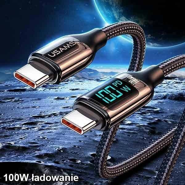 Kabel USB Usams USB-C - USB-C 1.2 m Czarny (6958444975450)