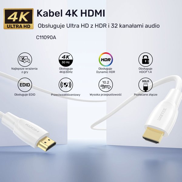 Καλώδιο Unitek HDMI 1.4 4K, 15m, Λευκό