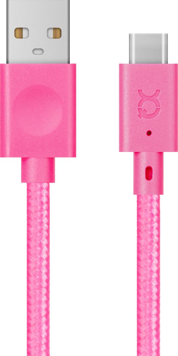 Καλώδιο USB Xqisit USB-A σε USB-C 1.8 m Ροζ (112201)