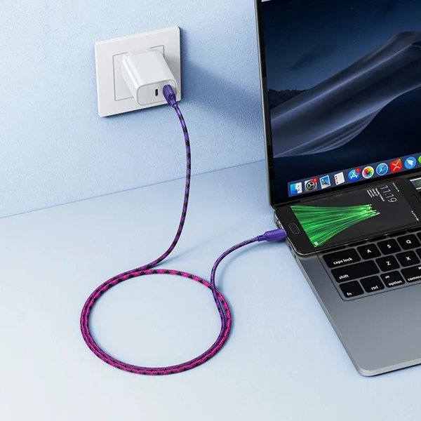 Kabel USB A do Micro USB Hoco 2,4A 1 m X116 gradient fioletowy