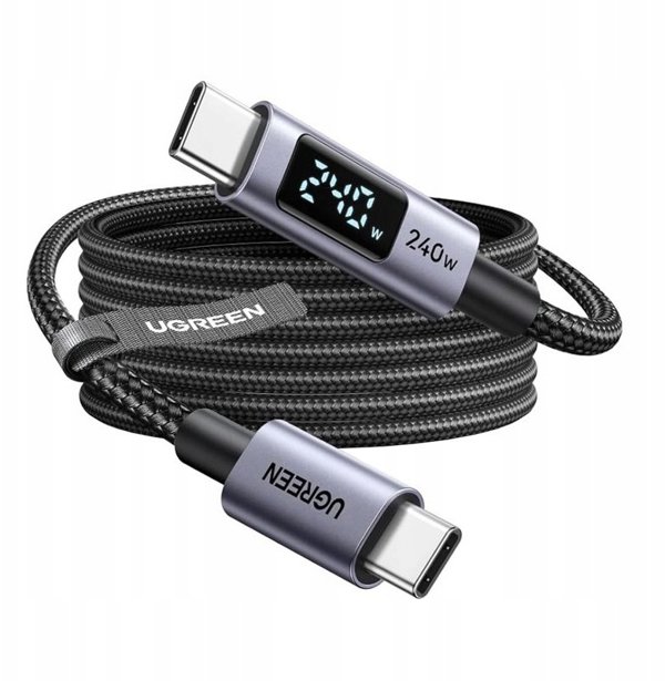 Kαλώδιο USB-C σε USB-C UGREEN L530 PD 240W 480Mbps με οθόνη 2μ (μαύρο)