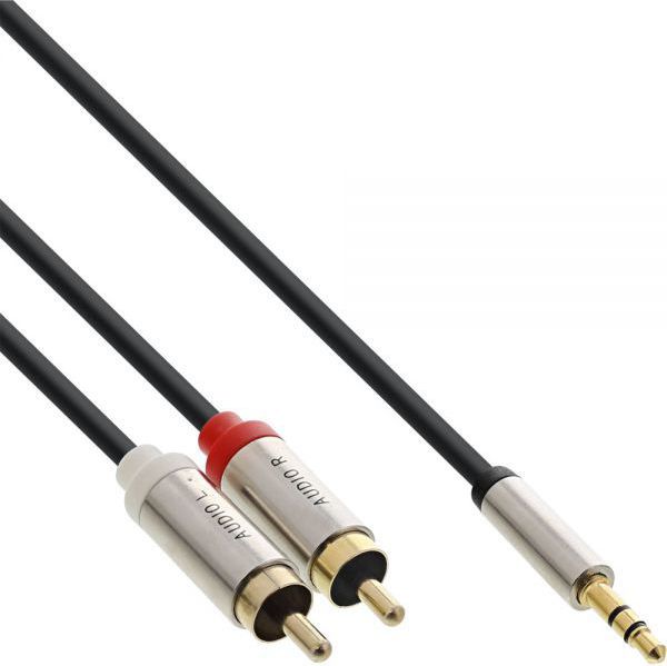 InLine Καλώδιο Ήχου 3.5mm Male σε 2x RCA Male, 5m, Slim Design, Επίχρυσες Επαφές, Ασημί