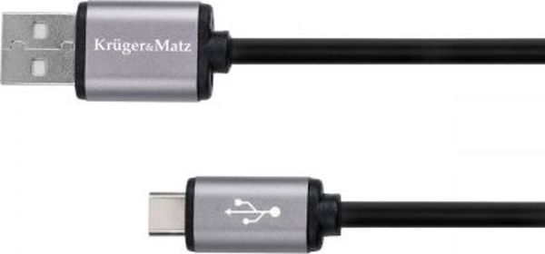 Καλώδιο USB Kruger&Matz KM1239 USB-A σε USB-C, 1m, Μαύρο