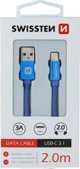 Kabel USB Swissten USB-A - USB-C 2 m Niebieski (71521308)