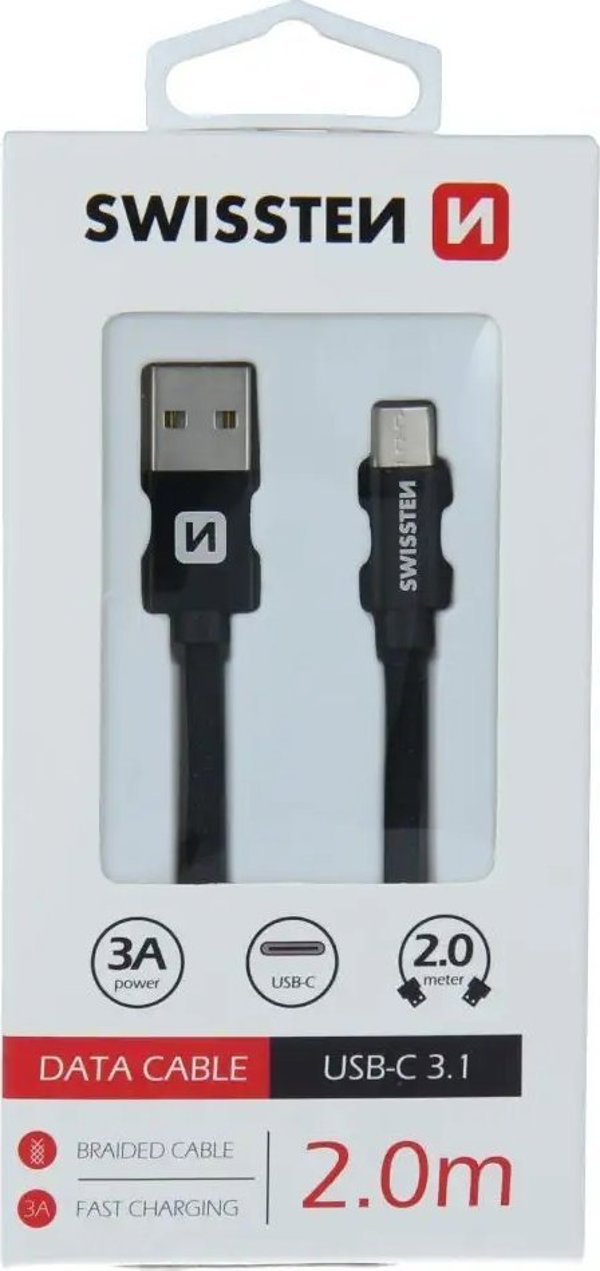 Kabel USB Swissten USB-A - USB-C 2 m Niebieski (71521308)