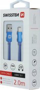 Καλώδιο USB Swissten USB-A σε USB-C 2m, Μπλε - 71521308