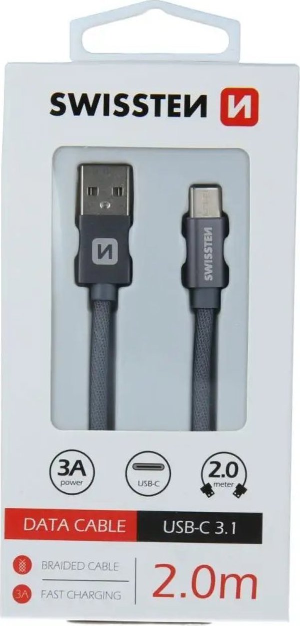 Kabel USB Swissten USB-A - USB-C 2 m Niebieski (71521308)