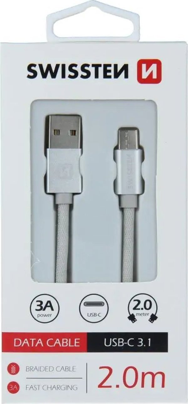 Kabel USB Swissten USB-A - USB-C 2 m Niebieski (71521308)
