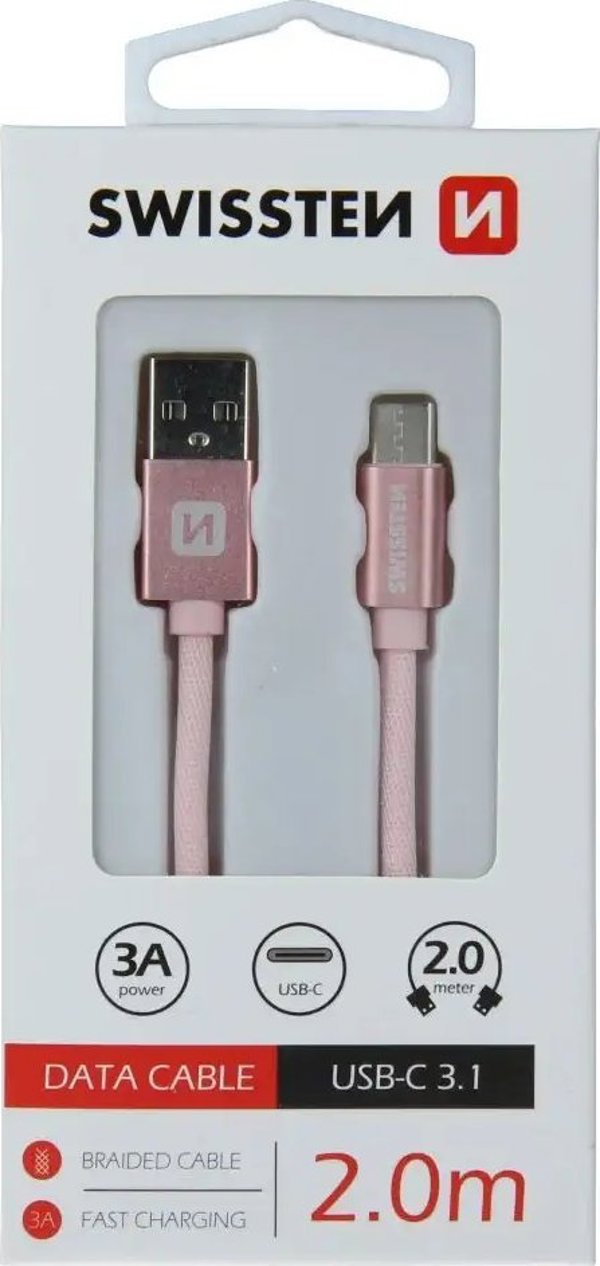Kabel USB Swissten USB-A - USB-C 2 m Niebieski (71521308)
