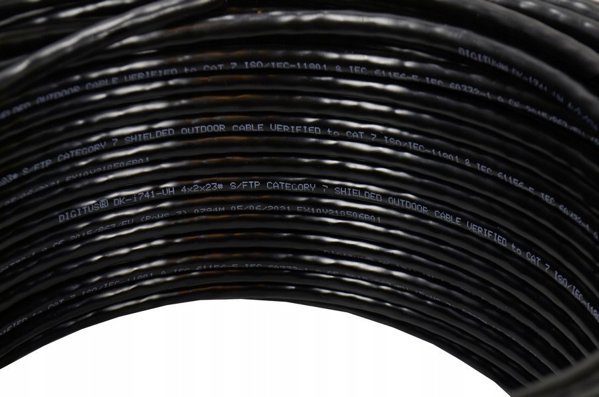 Kabel instalacyjny zewnetrzny suchy DIGITUS kat.7 S/FTP Fca AWG 23/1 PE 50m czarny