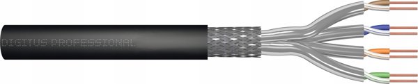 Kabel instalacyjny zewnetrzny suchy DIGITUS kat.7 S/FTP Fca AWG 23/1 PE 50m czarny