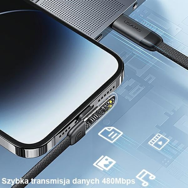 Καλώδιο USB Usams USB-C - USB-C 2 m Λευκό (USA896)