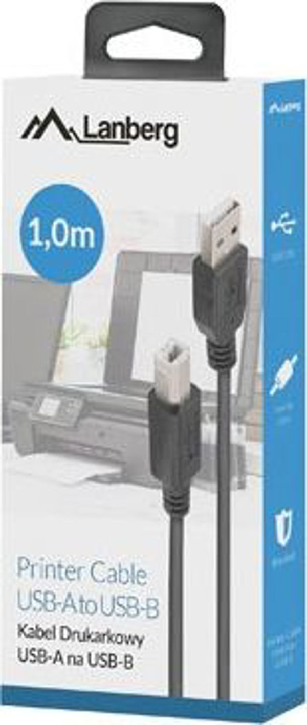 Καλώδιο USB Lanberg USB-A σε USB-B 2.0, 1m, με Πυρήνα Φερρίτη, Μαύρο (CA-USBA-15CU-0010-BK)