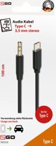Kabel USB 2GO 2GO Audiokabel AUX/MP3 für USB Type-C - Stereo 100cm schwarz