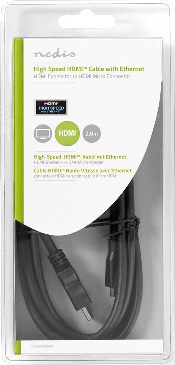 Kabel Nedis HDMI - HDMI 2m czarny (CVGB34700BK20)