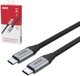 Unitek Καλώδιο USB-C σε USB-C 100W, Μεταφορά Δεδομένων 5Gbps, 4K@60Hz, 2m, Ασημί (C14091ABK)