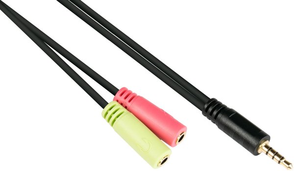 Alcasa AD-HS03 Καλώδιο Ήχου 3.5mm σε 2x 3.5mm 0.2m, Μαύρο