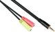 Alcasa AD-HS03 Καλώδιο Ήχου 3.5mm σε 2x 3.5mm 0.2m, Μαύρο