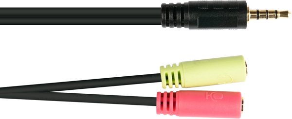 Alcasa AD-HS03 Καλώδιο Ήχου 3.5mm σε 2x 3.5mm 0.2m, Μαύρο