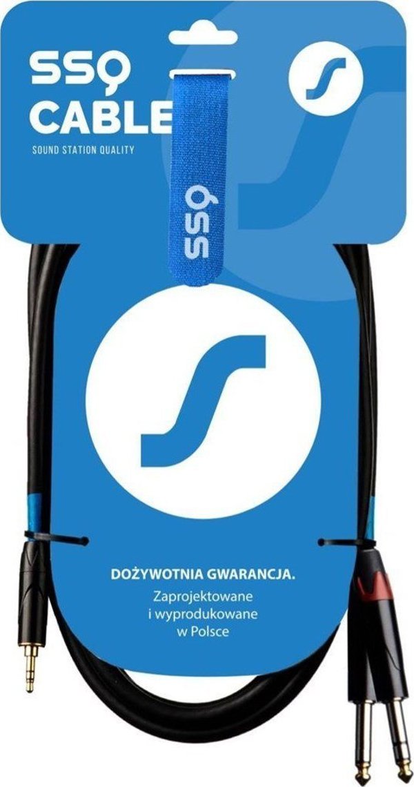 Kabel SSQ Jack 3.5mm - Jack 6.3mm x2 Brak danych czarny (SS-1815)