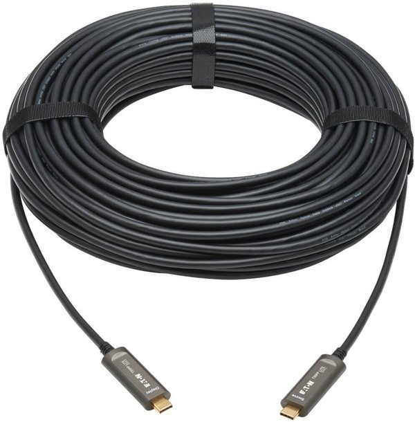 Kabel USB Eaton Eaton Tripp Lite Series USB-C to USB-C Plenum-Rated Fiber Active Optical Cable (AOC) - 4K 60 Hz, HDR, 4:4:4, M/M, Black, 30 m - USB-Kabel - 24 pin USB-C (M) zu 24 pin USB-C (M) - USB 3.0 - 30 m - Plenum, Active Optical Cable (AOC), Unterst