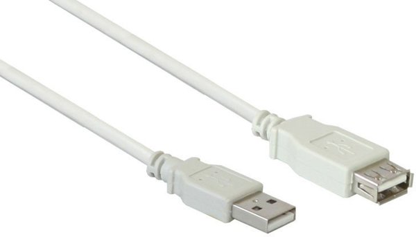 Kabel USB Alcasa USB-A - USB-A 1 m Bialy (2511-OF1)