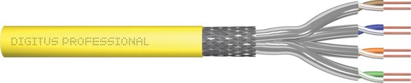 DIGITUS Καλώδιο Δικτύου S/FTP Cat 7A LS0H, 10 GBit, 1500 MHz, Κίτρινο, 100m - DK-1743-A-VH-1