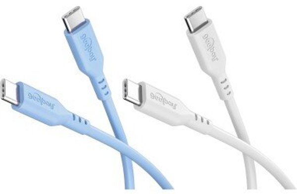 Kabel USB Goobay Zestaw Ice Breeze: 2 silikonowe kable USB-C, 1,5 m, niebieski biały