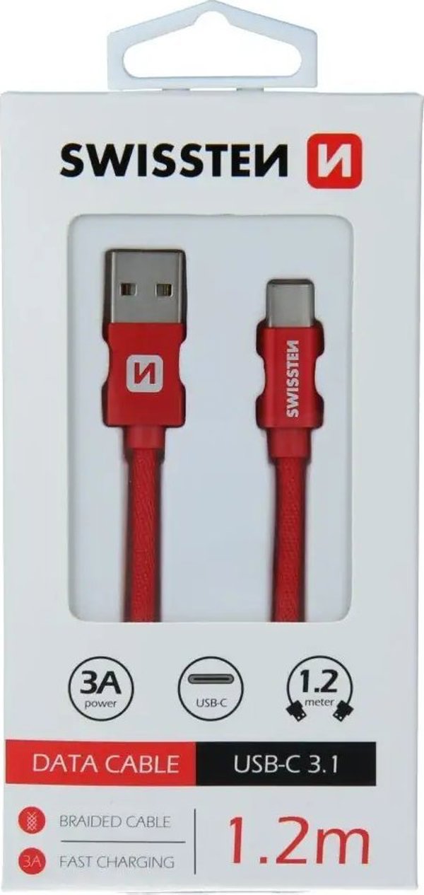 Kabel USB Swissten USB-A - micro-B 1.2 m Czerwony (71521207)