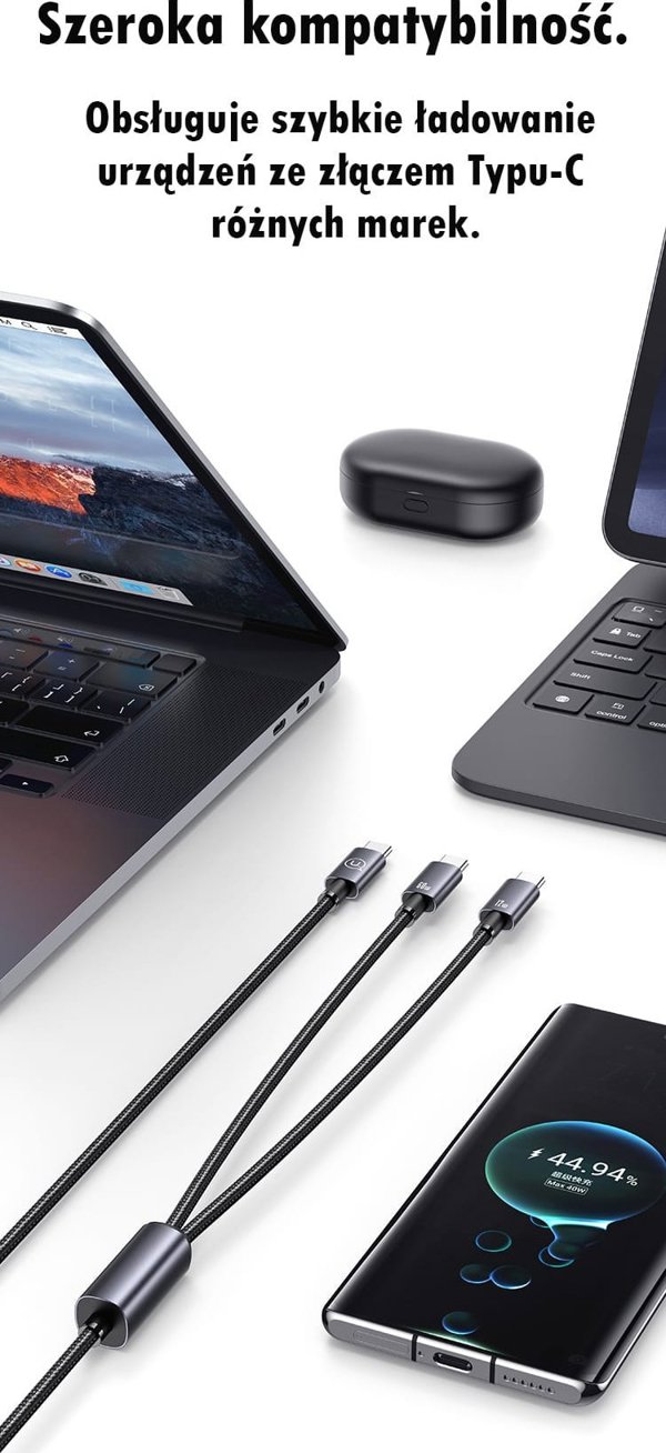 Καλώδιο Usams Sufeng 2σε1 2xUSB-C 72W 1.2m, Καλώδιο Φόρτισης & Δεδομένων από Κράμα Αλουμινίου (US-SJ740)