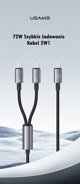 Καλώδιο Usams Sufeng 2σε1 2xUSB-C 72W 1.2m, Καλώδιο Φόρτισης & Δεδομένων από Κράμα Αλουμινίου (US-SJ740)